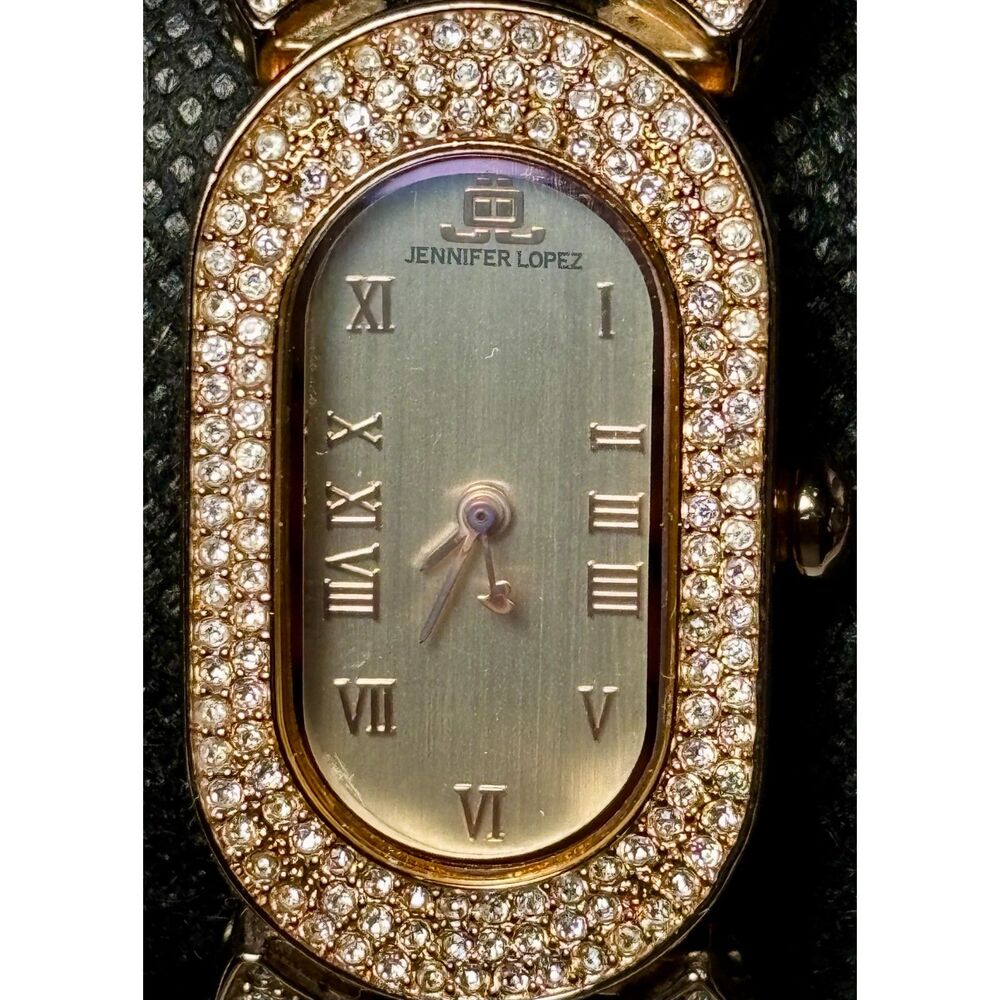 JLo by Jennifer Lopez Gold-Tone Oval Crystal Watch